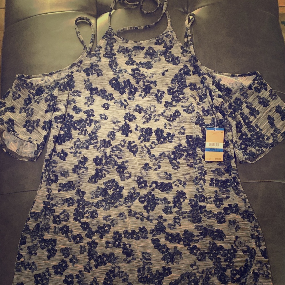 Rachel Roy Blue Floral Cold Shoulder Bodycon Dress - Picture 3 of 6